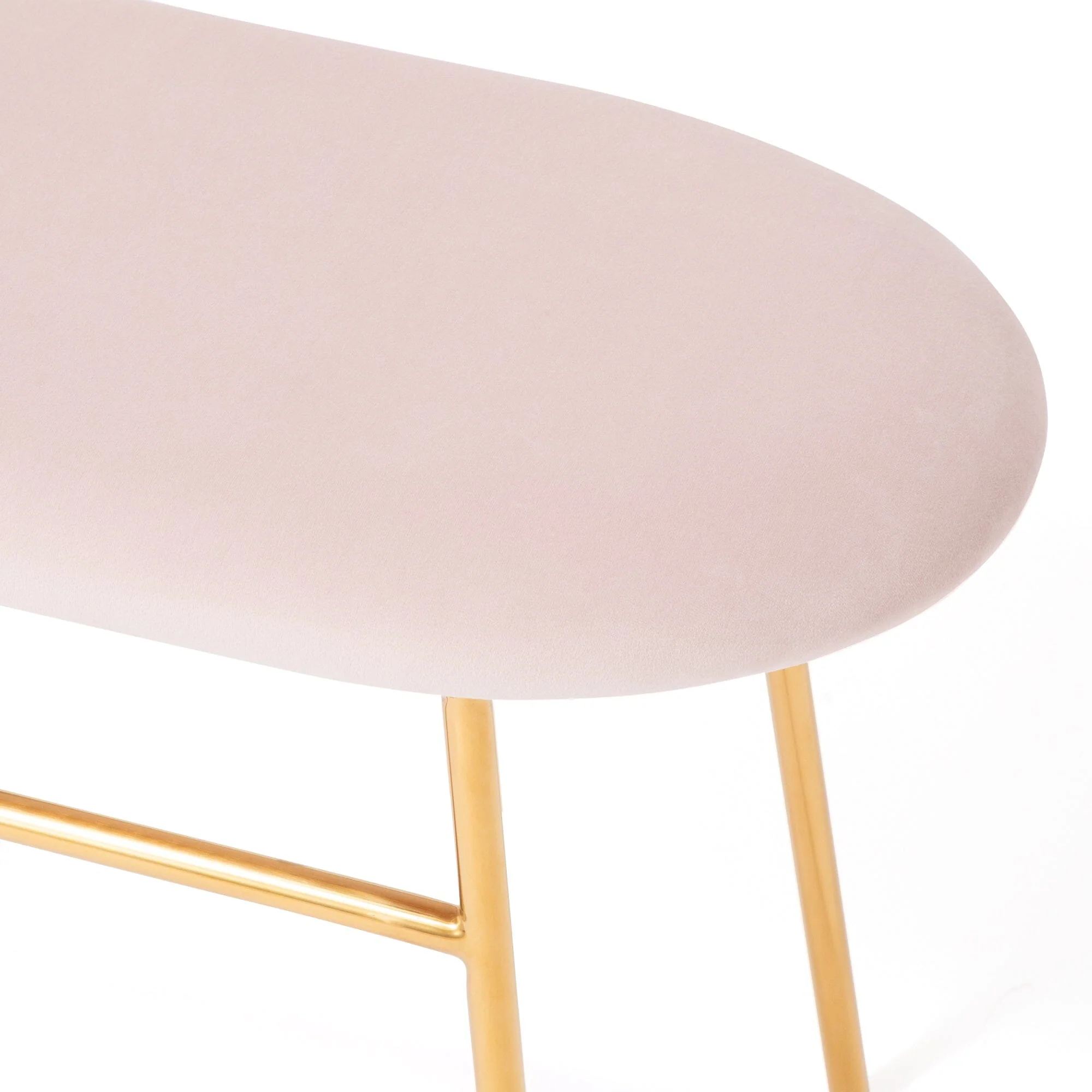 Pink & Gold Upholstered Accent Bench