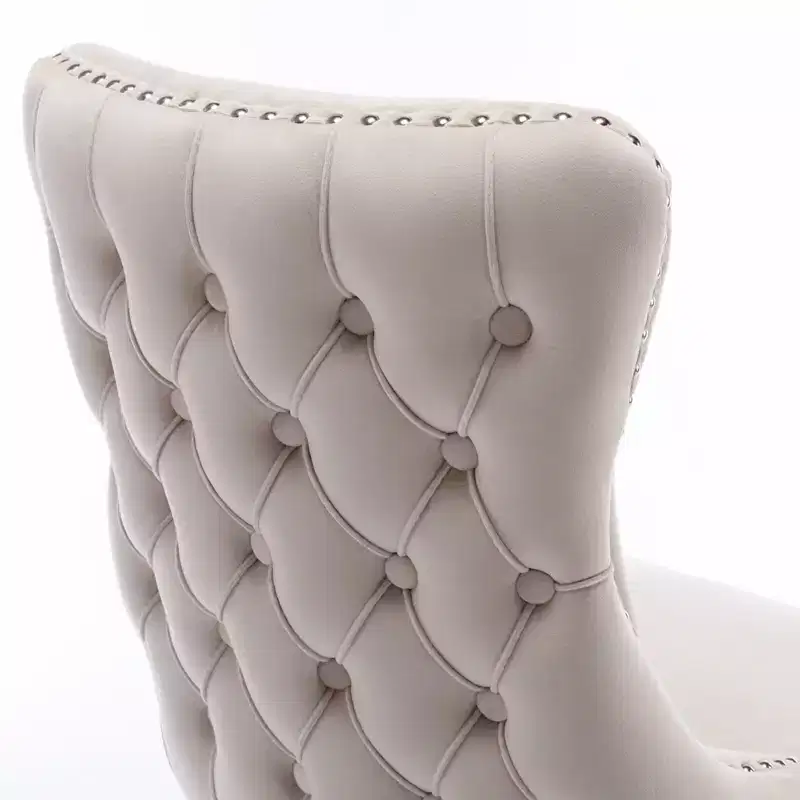 Okak Retro Dining Chairs Set of 2, Comfy Upholstered Wing-Back Chairs with Backstitching Nailhead Trim, Kitchen Chairs with Solid Wood Legs