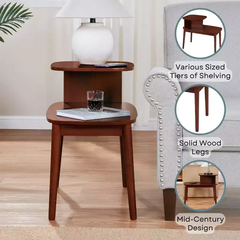 HomeStock Rectangle Wood Table Top End Table 1 -piece