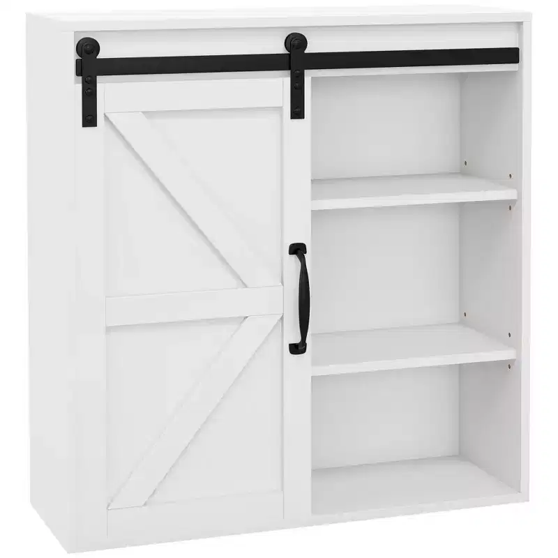 Bathroom Medicine Cabinet, Wall Cabinet with Sliding Door and Adjustable Shelf, 22.75 x 7.75 x 24.5