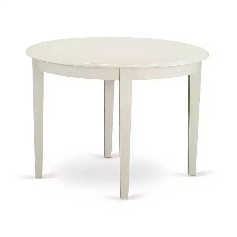 5-Piece Linen white Solid Wood Top-Round Dining Room Set-Seats 4