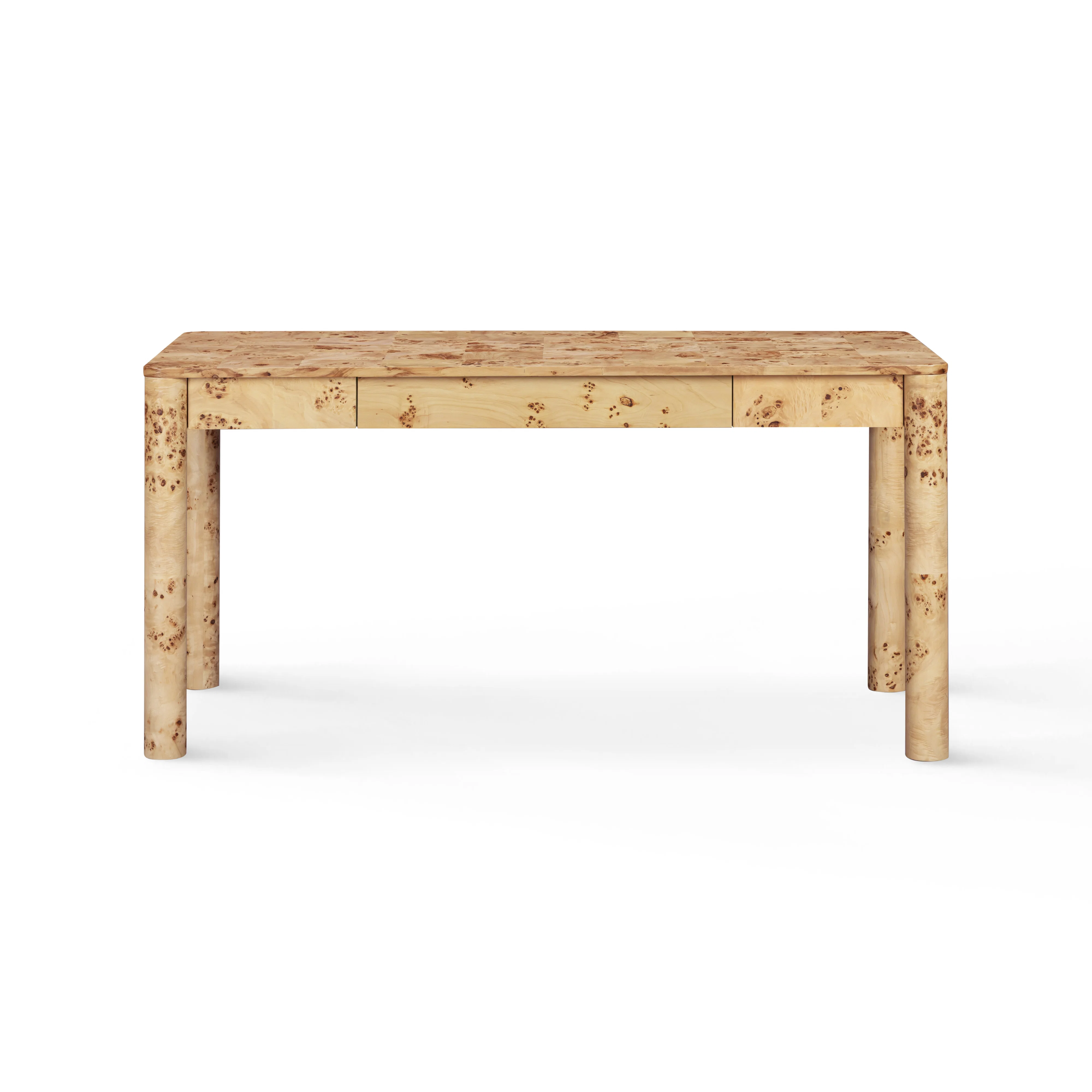 60 Natural Burl 3-Drawer Work Desk