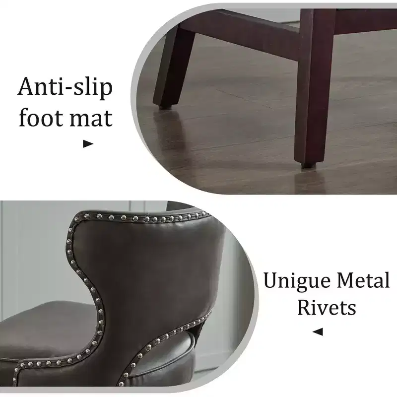 Swivel Nailhead Counter Bar Stools Set of 2 Upholstered 360° Solid Wood Legs 26