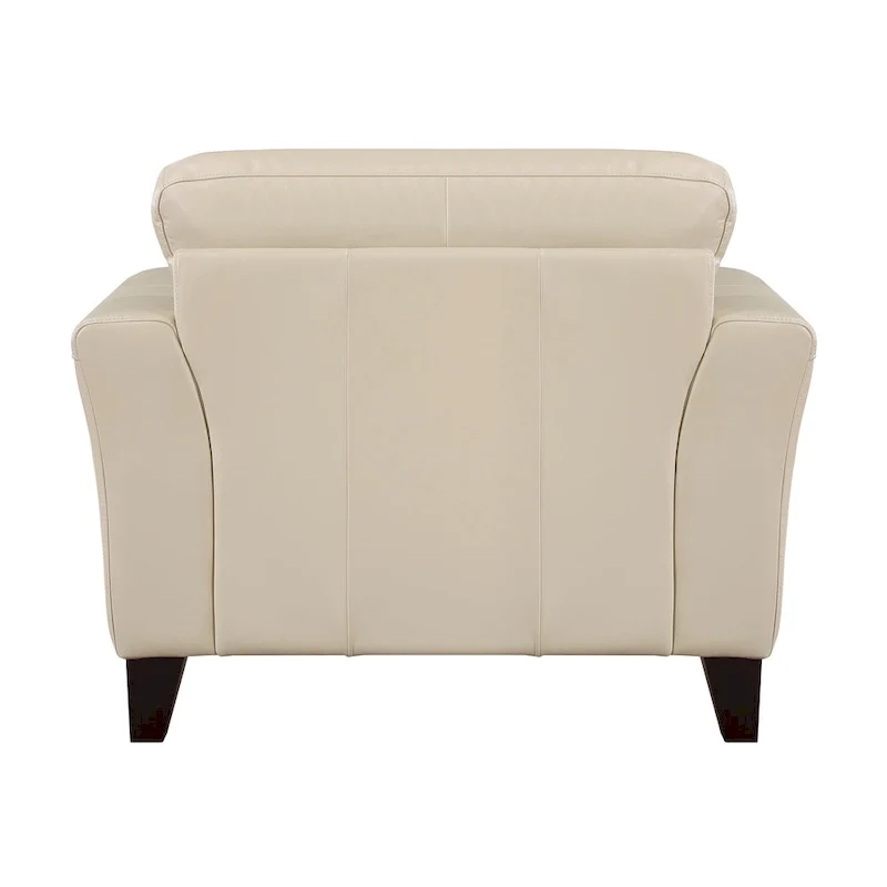 Lisa 38 Inch Accent Chair, Cream Top Grain and Split Leather, Solid Wood