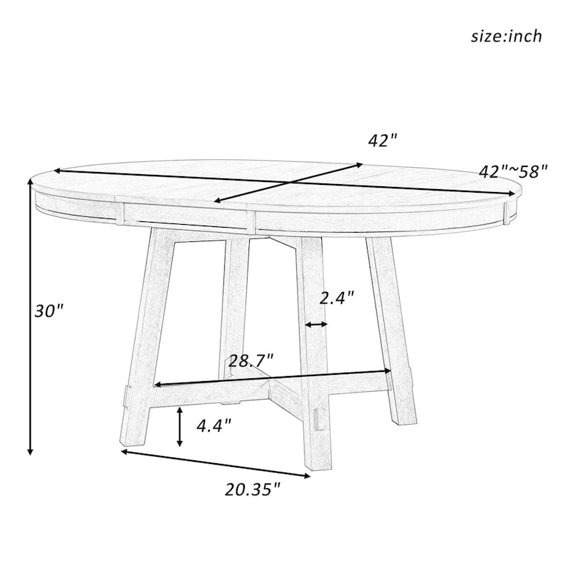 Round Extendable Wood Kitchen Dining Table with 16 Leaf