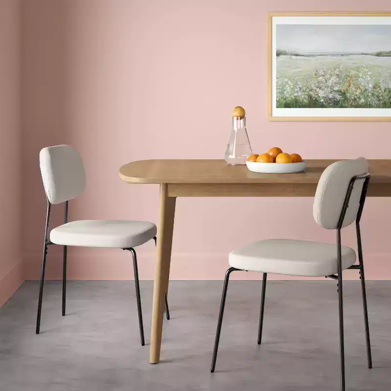 Set of 2 Upholstered Dining Chairs Cream Boucle