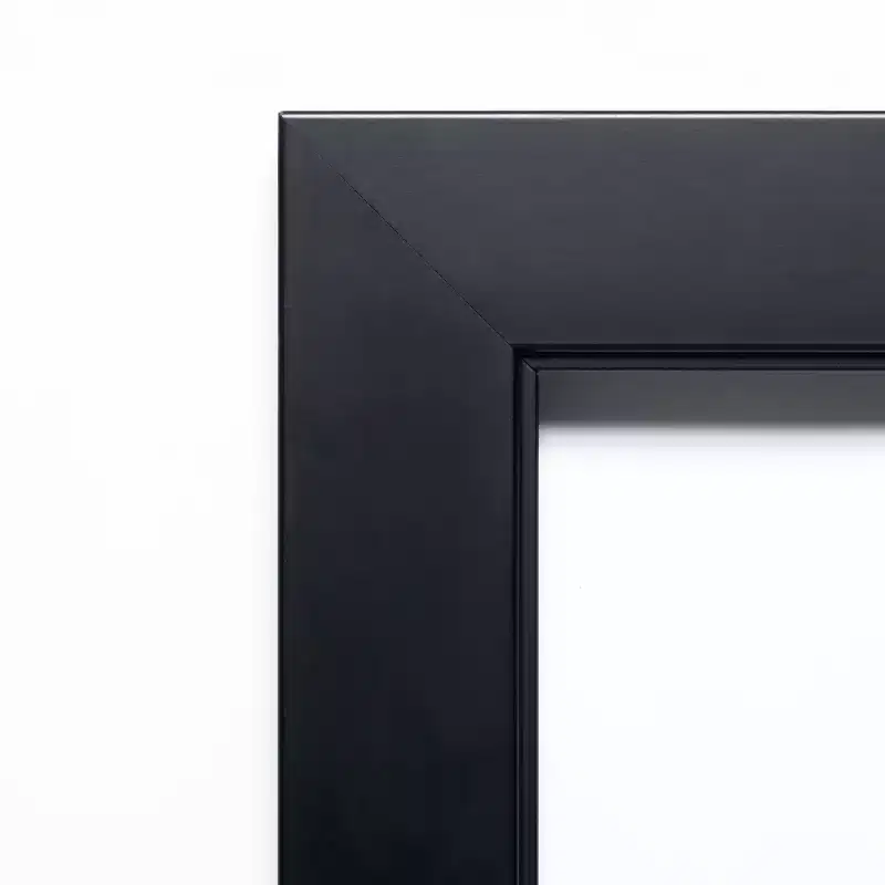 Narrow Beveled Wood Bathroom Wall Mirror | Black | 16