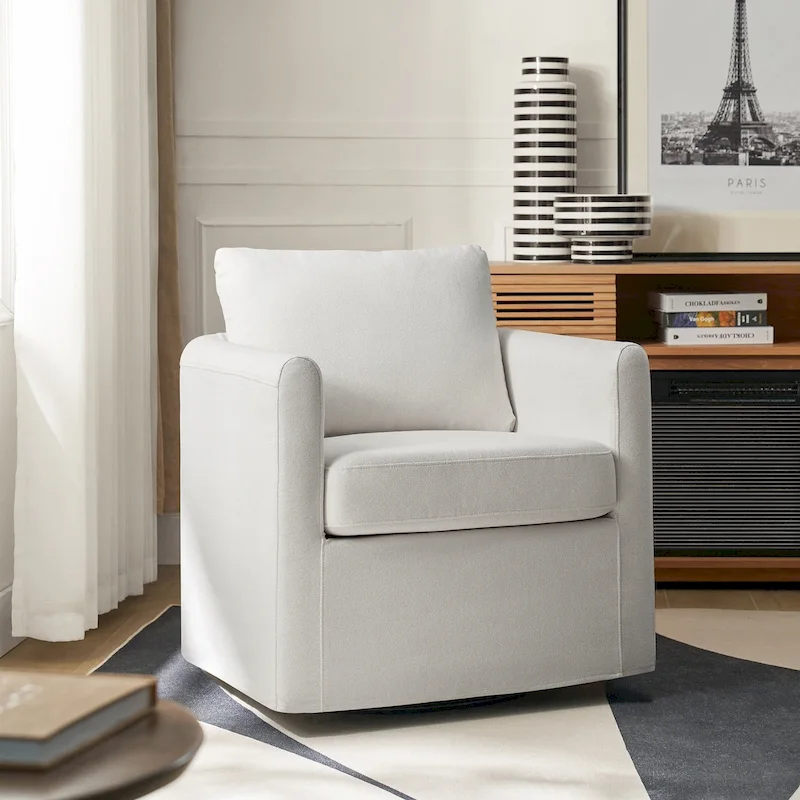 Erkenbald Modern 360-Degree Swivel Chair with Removable Slipcover by HULALA HOME