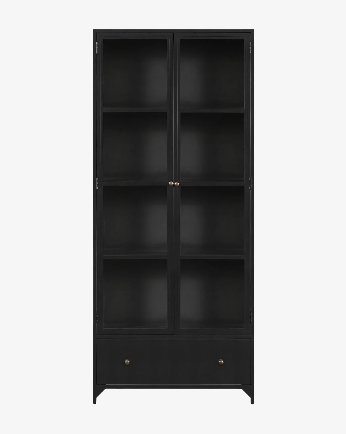 Industrial Matte Iron Cabinet with Brass Hardware & Crescent Legs for Living Room