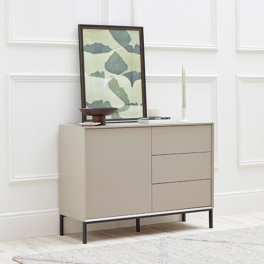 Contemporary Taupe Sideboard with Drawers for Living Room