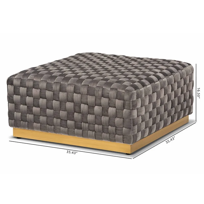 Grey Velvet Square Cocktail Ottoman – Medium