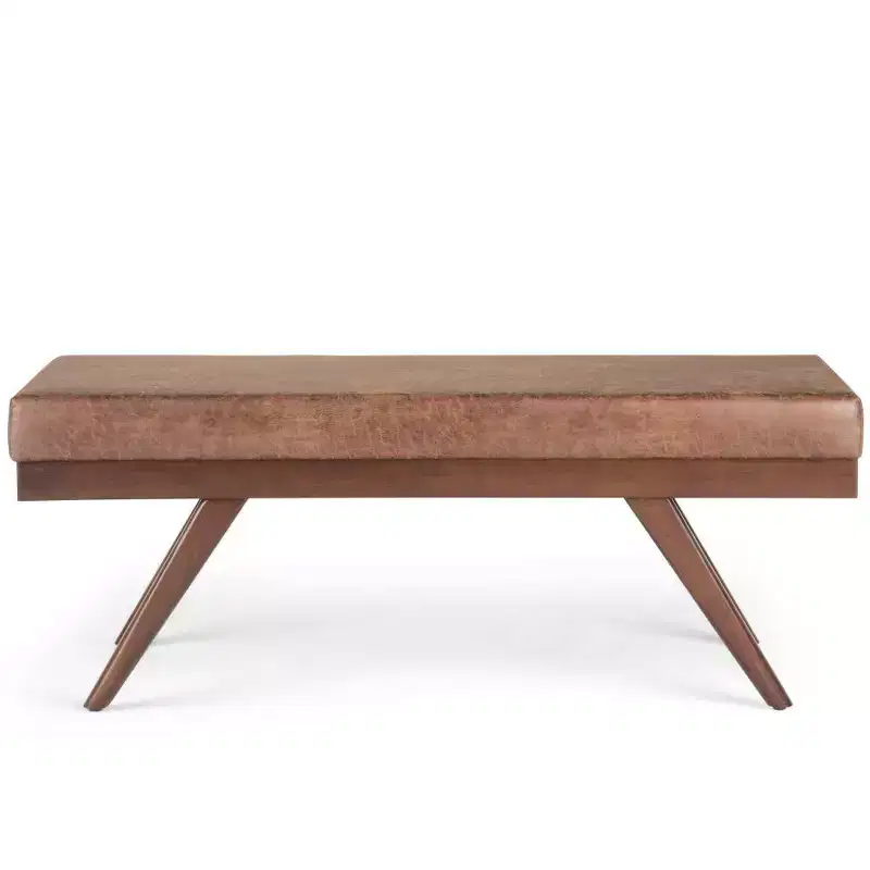 48 Nadine Mid Century Ottoman Bench Faux Air Leather - Wyndenhall