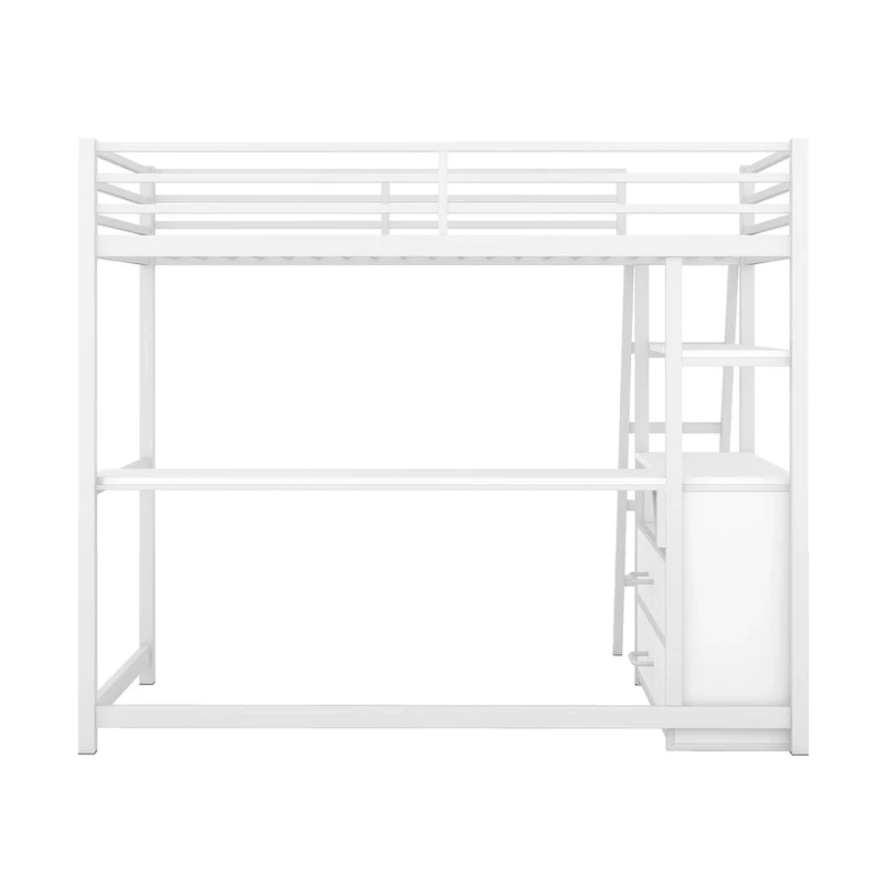 Loft Bed with Desk and Shelves