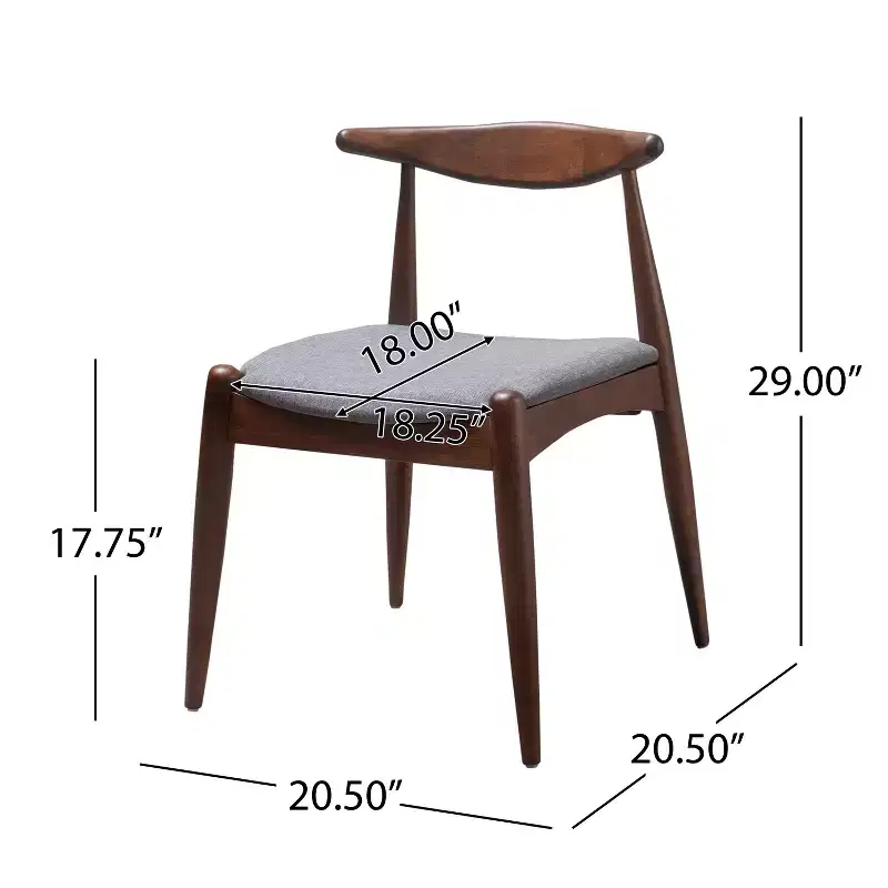 GDFStudio Virgil Mid Century Modern Fabric and Rubberwood Dining Chairs (Set of 2)