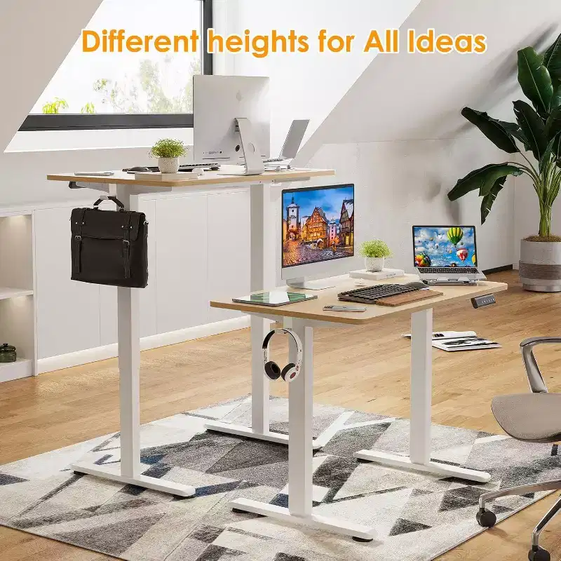 PexFix 40 x 24 Electric Standing Desk Nature Desktop Height Adjustable Computer Desk Stand up Home Office Desk with Splice Board