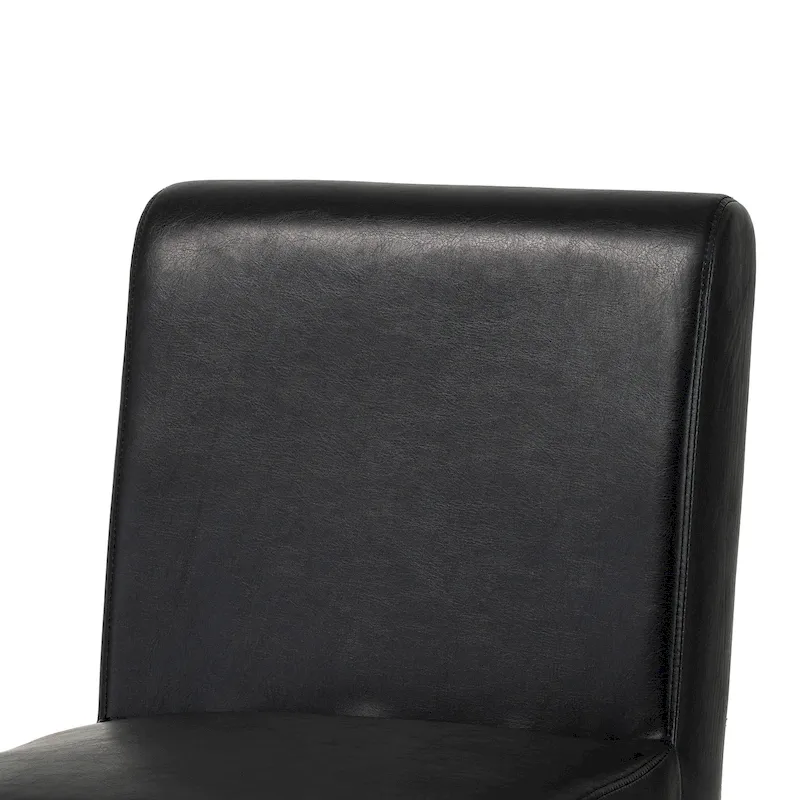 Faux Leather Upholstered Dining Chairs with V-Shaped Wood Legs