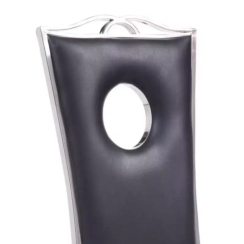 Modern Dining Chair, Black Synthetic Leather with Stainless Steel Frame