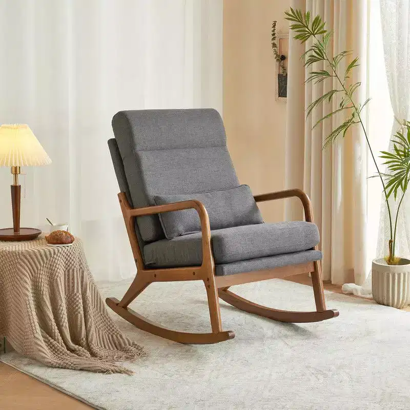 Karl Home Upholstered Gray Rocking Chair