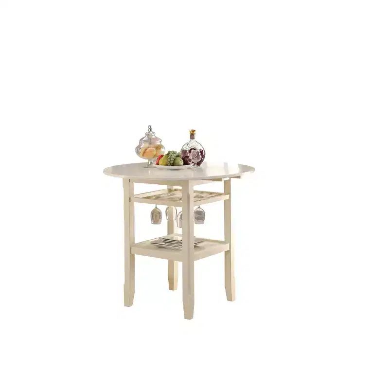 Counter Height Drop Leaf Dining Table - Wood/Cream