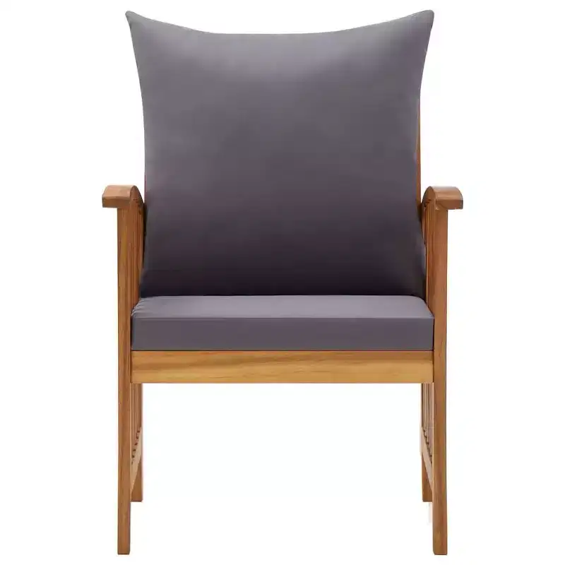 vidaXL Patio Chairs 2 Pcs Patio Dining Chair with Armrest Solid Wood Acacia - Brown and Dark Gray
