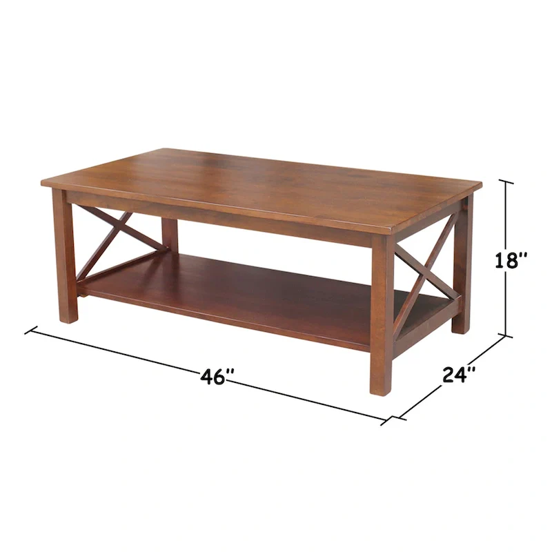 Solid Hardwood Coffee Table with Lower Shelf