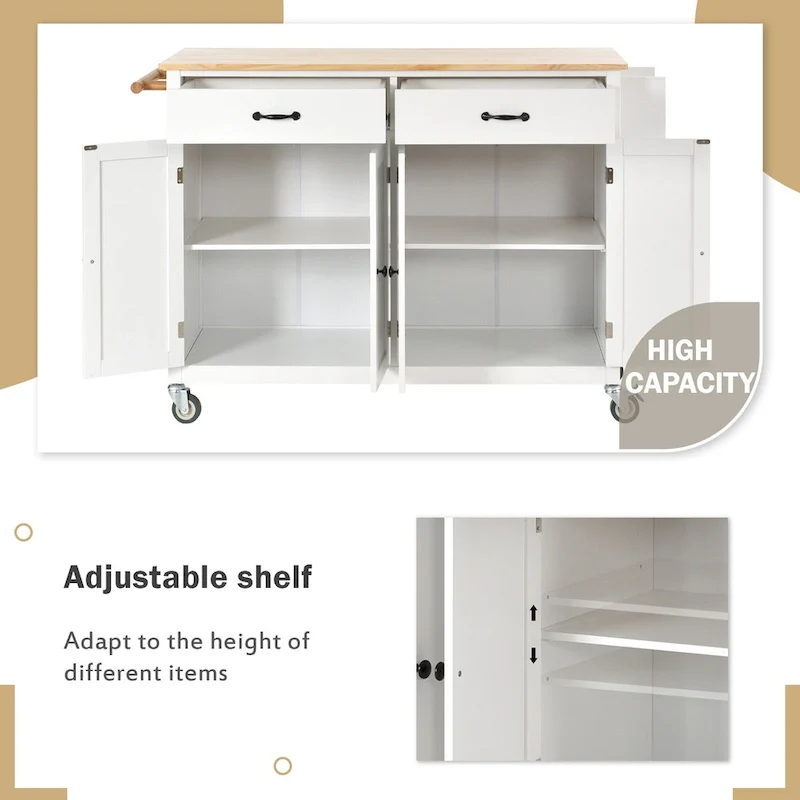 Kitchen Island Finish with Wood Top Kitchen Cart