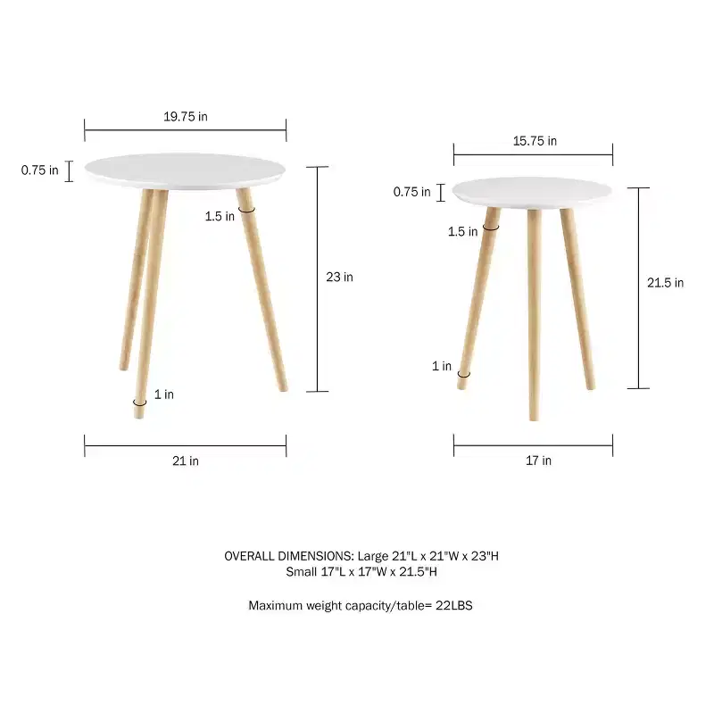 Nesting End Tables with Circular Top White