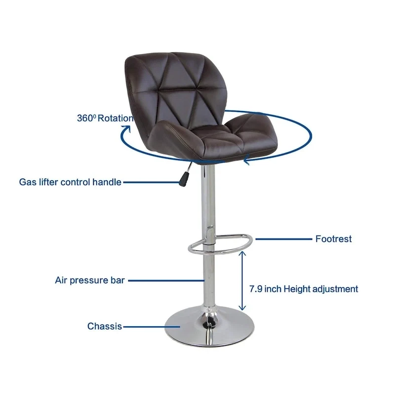 Modern Faux Leather Adjustable Swivel Bar Stools (Set of 2)