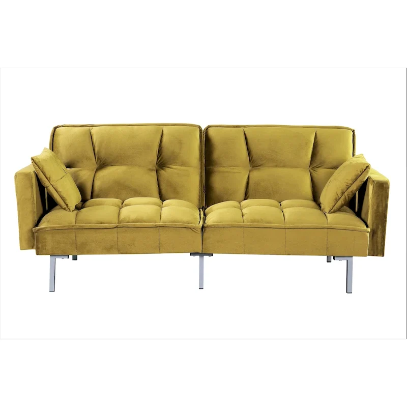 Bernal 75.6W Velvet Futon Sofa Bed Sleeper