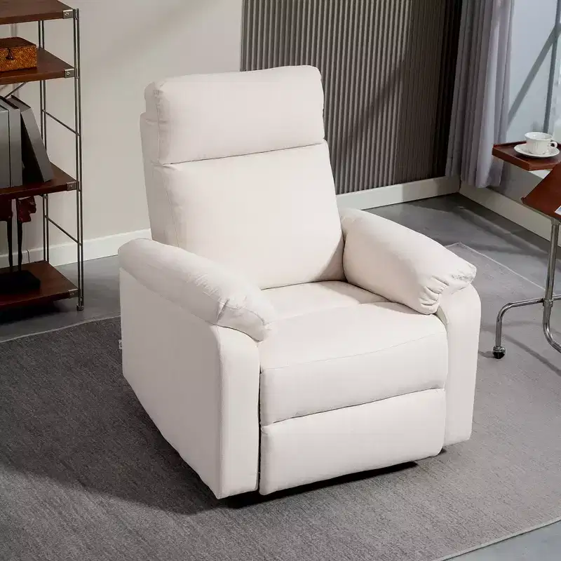 HOMCOM Swivel Rocker Recliner Chair, Wide Rocking Sofa with Pocket Spring, Footrest, Fabric Overstuffed Reclining Chair, Quick Assembly