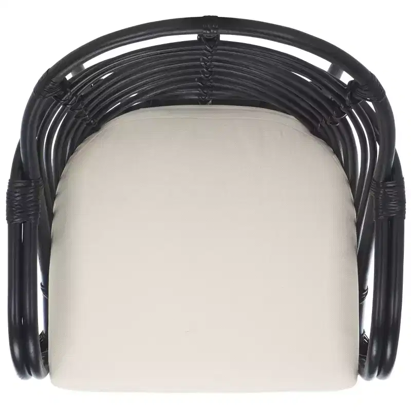 Rattan Accent Chair with Removable Cushion & Wood Frame