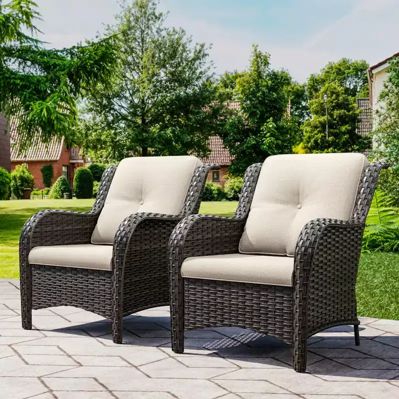 UPTIOT Patio Outdoor Wicker Lounge Chairs Set of 2