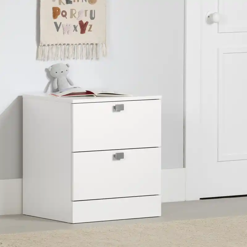 2-drawer Nightstand - Pure White