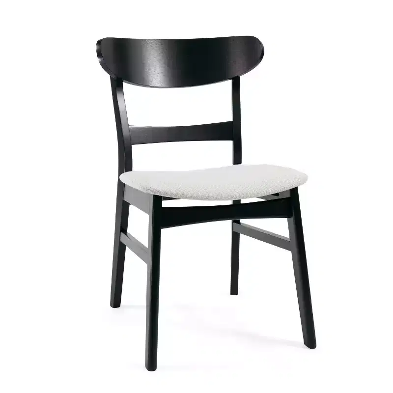 Mid-Century Modern Dining Chairs Set of 2, Round Upholstered with Curved Back & Metal Legs, Boucle Kitchen Dining Room Side Chairs