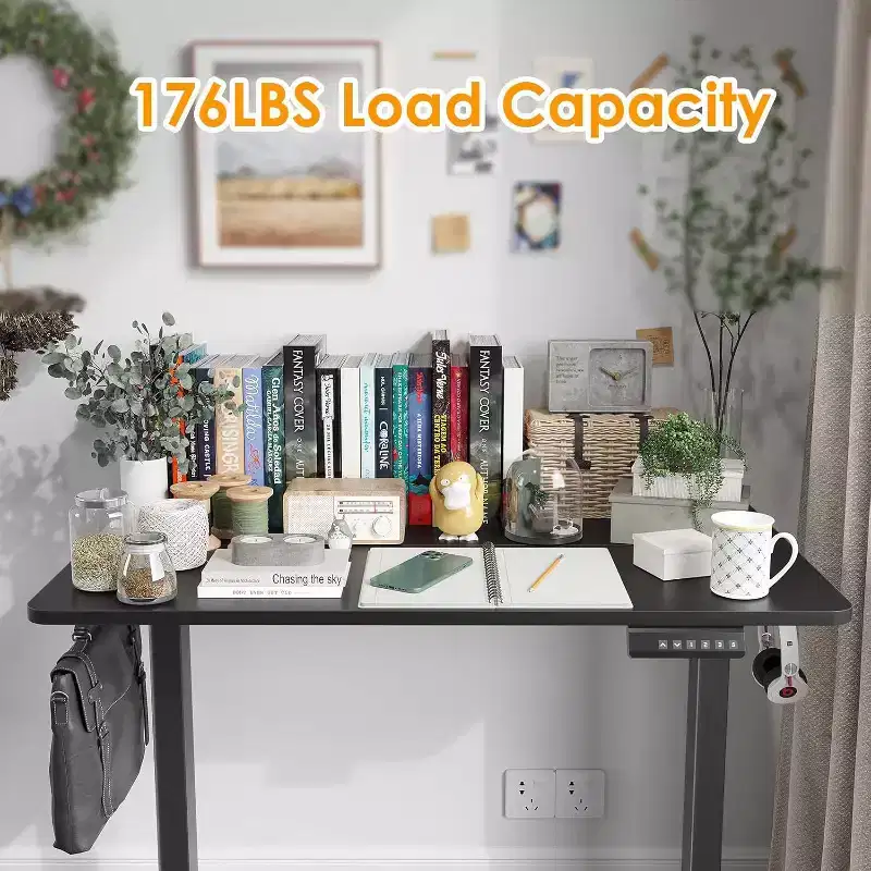 40 x 24 Electric Standing Desk Black Desktop Height Adjustable Computer Desk Stand up Home Office Desk with Splice Board
