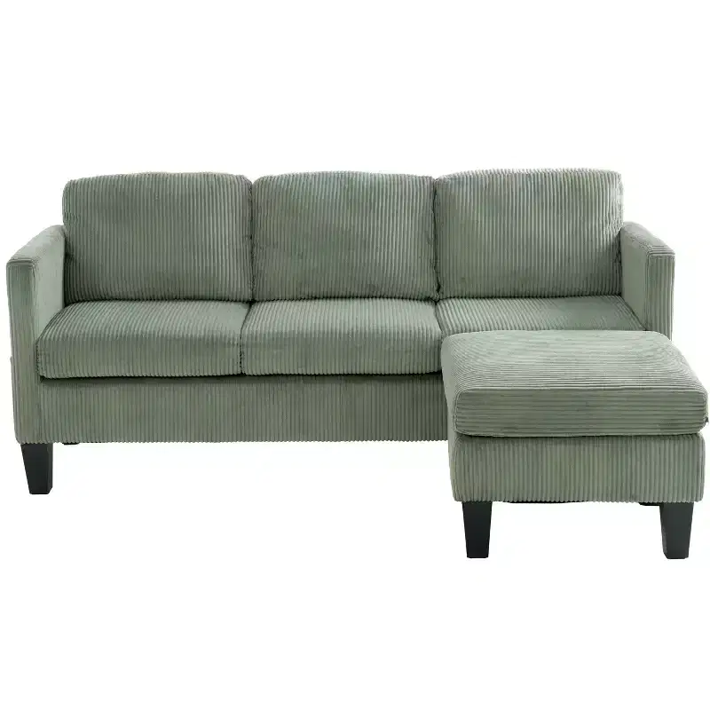 L-shaped velvet sofa