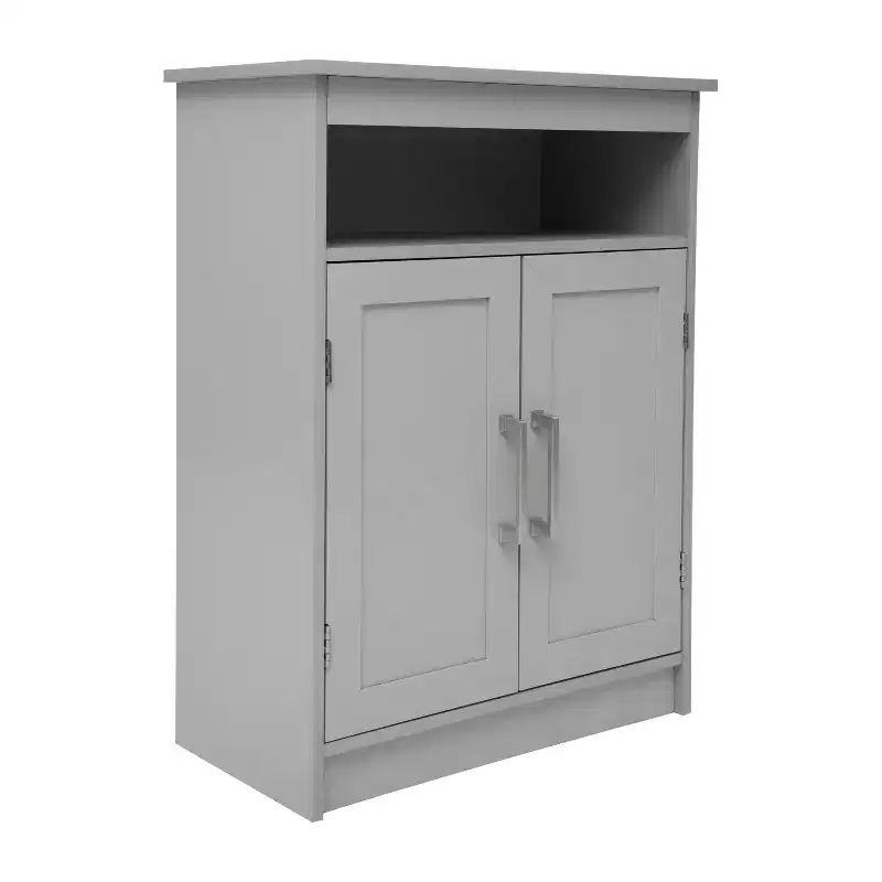Emma and Oliver Bathroom Storage Cabinet Organizer with Adjustable In-Cabinet Shelf, Magnetic Closure Doors, and Upper Open Shelf