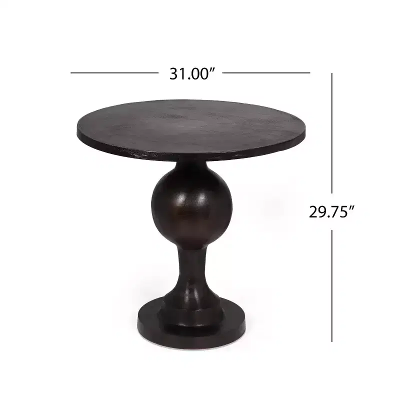 3-Piece Round Dining Set Birch Wood Chairs & Aluminum Pedestal Table Seats 2