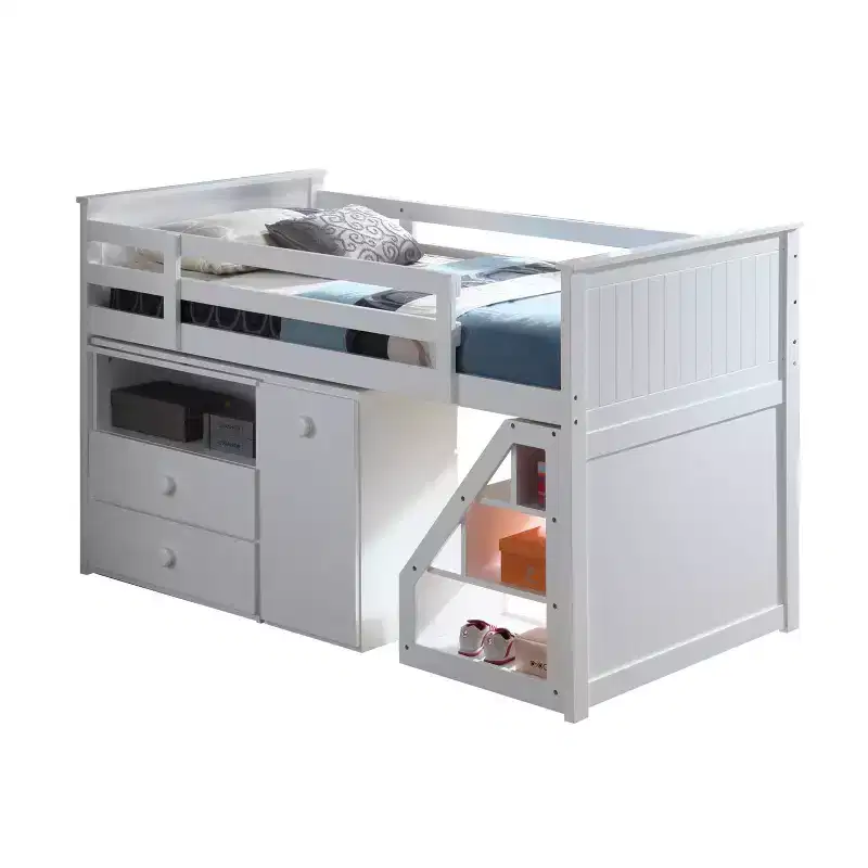 Acme Furniture 79 Loft Bed Wyatt Loft and Bunk Bed White : Full Size, Wood Frame, No Box Spring Needed
