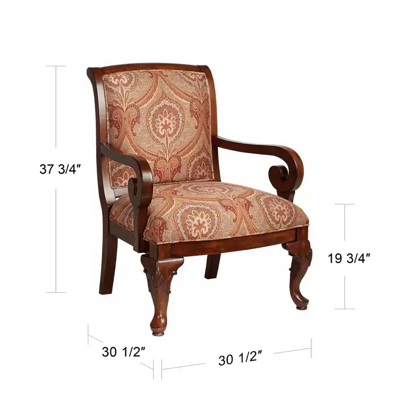 Kensington Hill Diana Wood and Red Upholstered Accent Chair