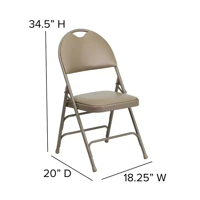 Extra Large Ultra-Premium Triple Braced Metal Folding Chair with Easy-Carry Handle
