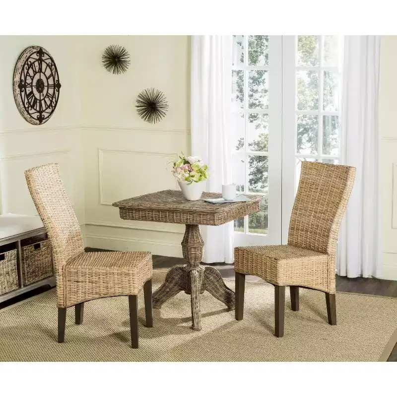 Ozias 19 H Wicker Dining Chair (Set of 2) - SEA8014 - Safavieh