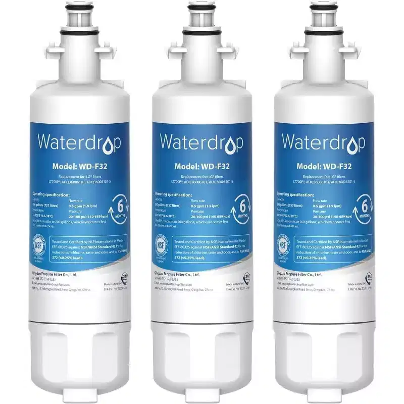 Waterdrop ADQ36006101 Replacement for LG LT700P Refrigerator Water Filter, Kenmore 9690, 469690, ADQ36006102, LFXS30766S, 3 Filters
