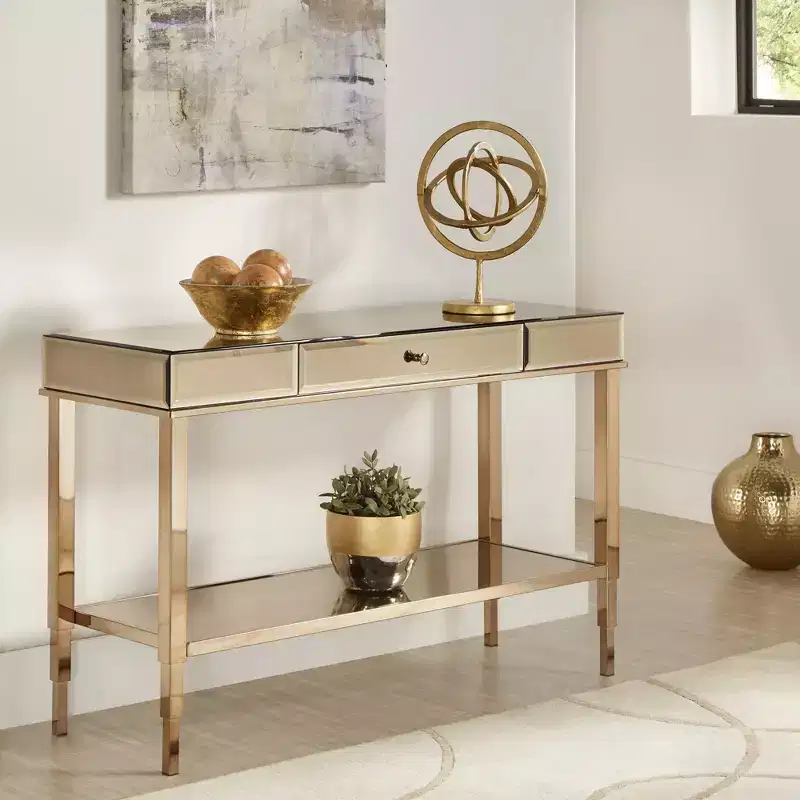 Mirrored 1-Drawer TV Stand