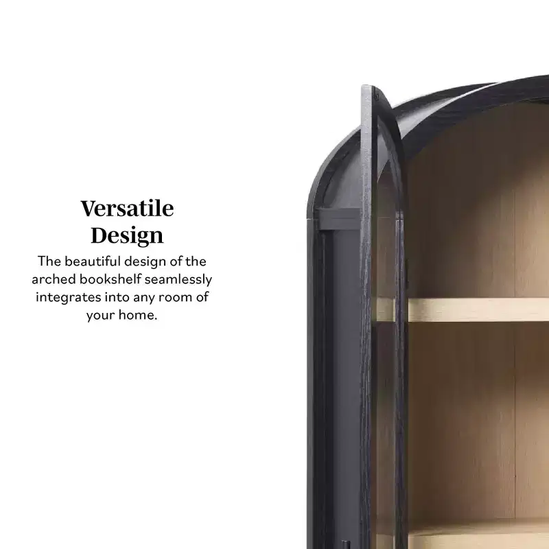 76" 5 Shelf Arched Bookcase Cabinet