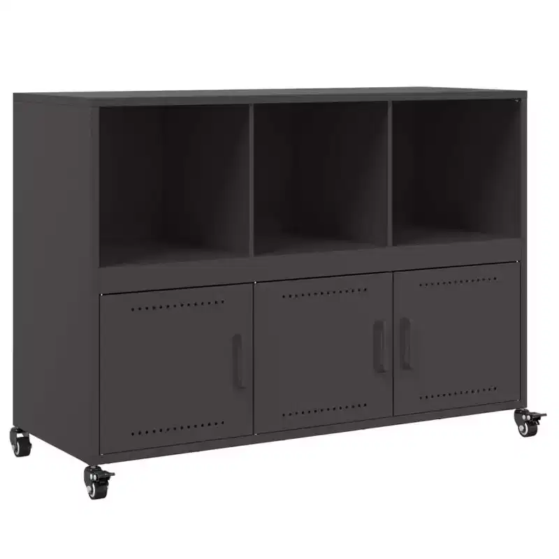 Sideboard Black Cold-rolled Steel Medium Cabinet Rectangular