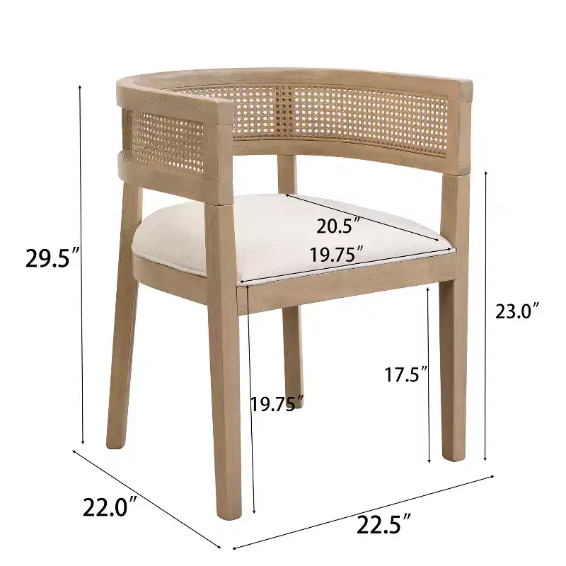 Christopher Knight Home Cinnabar 19.75 Seat Height Upholstered Rubberwood Tub Dining Chairs with Cane Back(Set of 2)