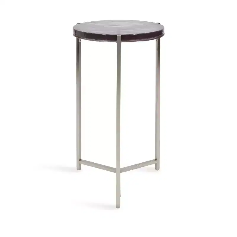 Kate and Laurel Aguilar Glass and Metal Side Table, Gray and Silver, 13x13x24