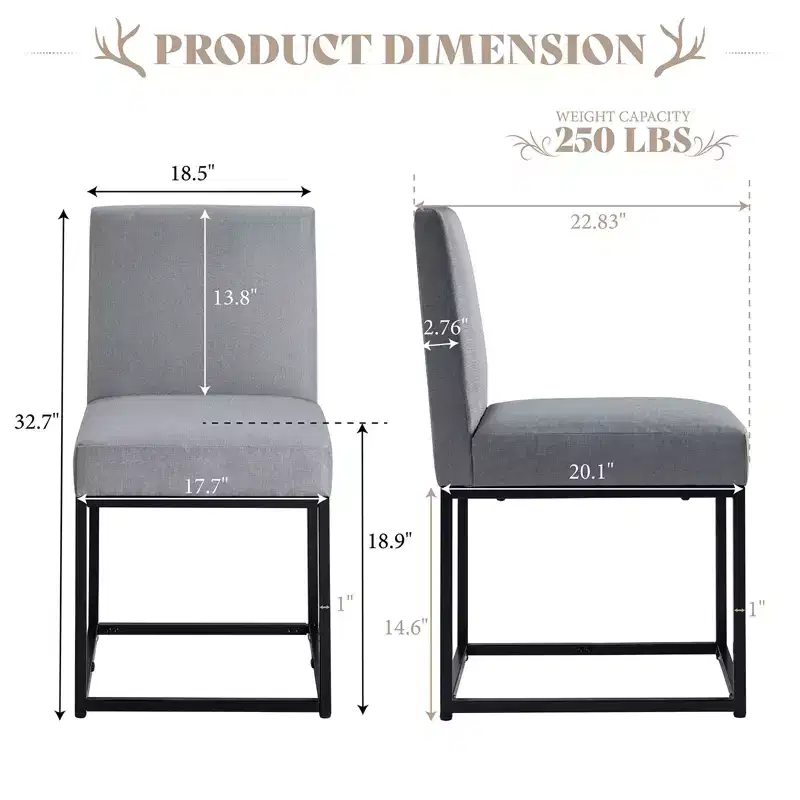 AMERLIFE Mid Century Linen Dining Chairs Set of 6, Modern Upholstered Dinner Chairs
