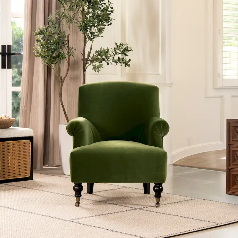 Eloise 30 Transitional Velvet Pleated Sock Arm Accent Chair